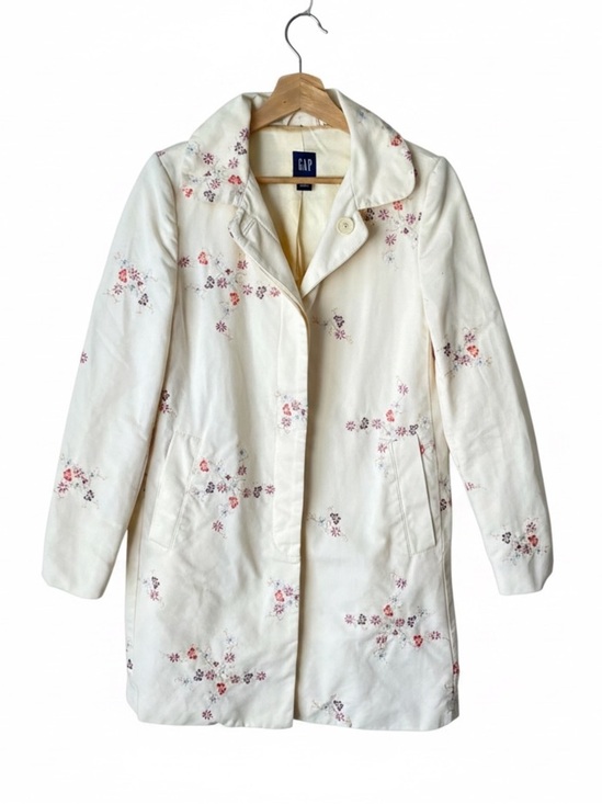 GAP Jackets & Blazers - Gap Vintage Y2K Cottagecore Cotton Floral Embroidered Trench Long Coat White
